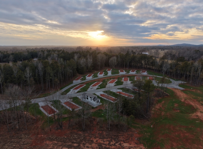 Aerial view of The Timbers of Laurens at sunset
